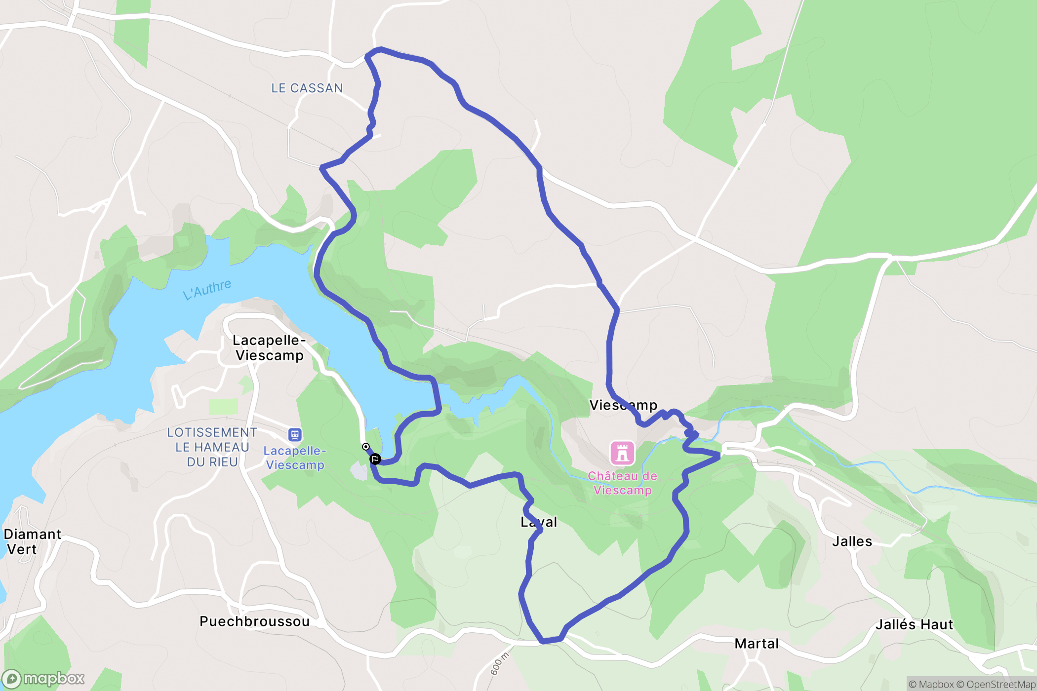 Lacapelle-Viescamp : carte du parcours de randonnée - France