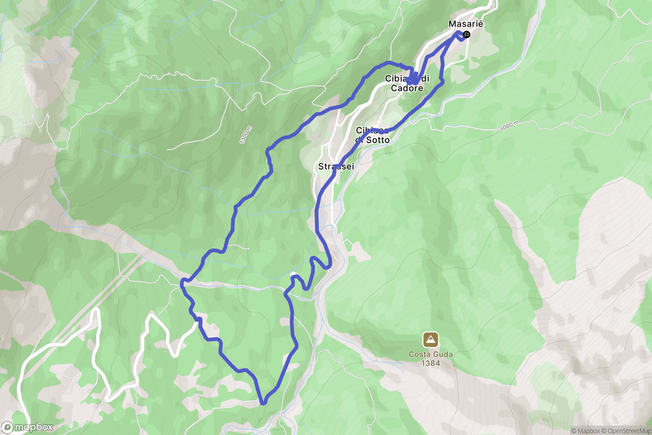 Masarié : carte du parcours de randonnée - Italy