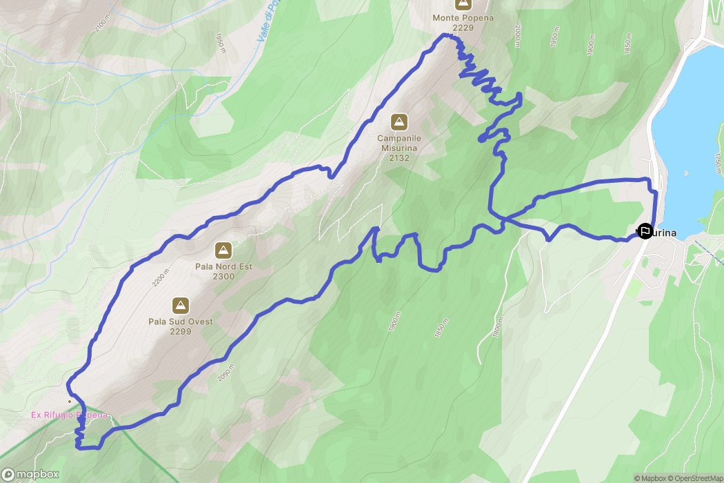 Misurina : carte du parcours de randonnée - Italy