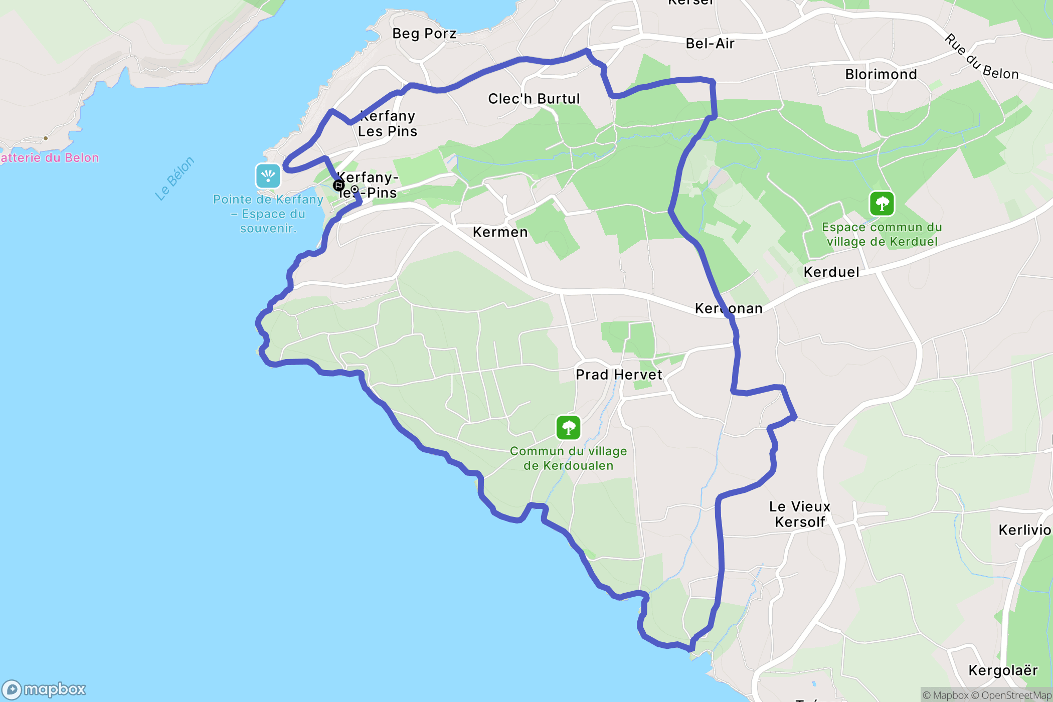 Moëlan-sur-Mer : carte du parcours de randonnée - France