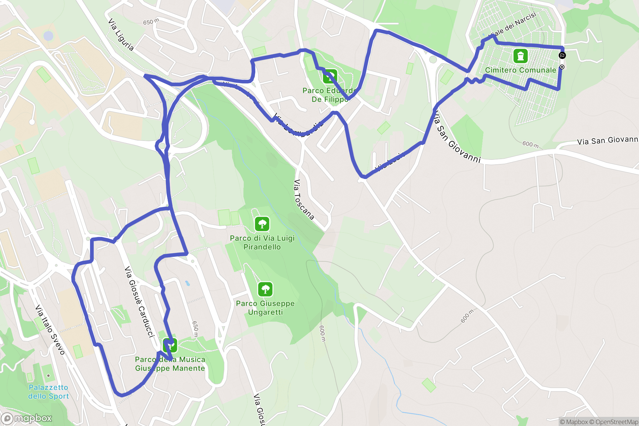 Campobasso : carte du parcours de randonnée - Italy