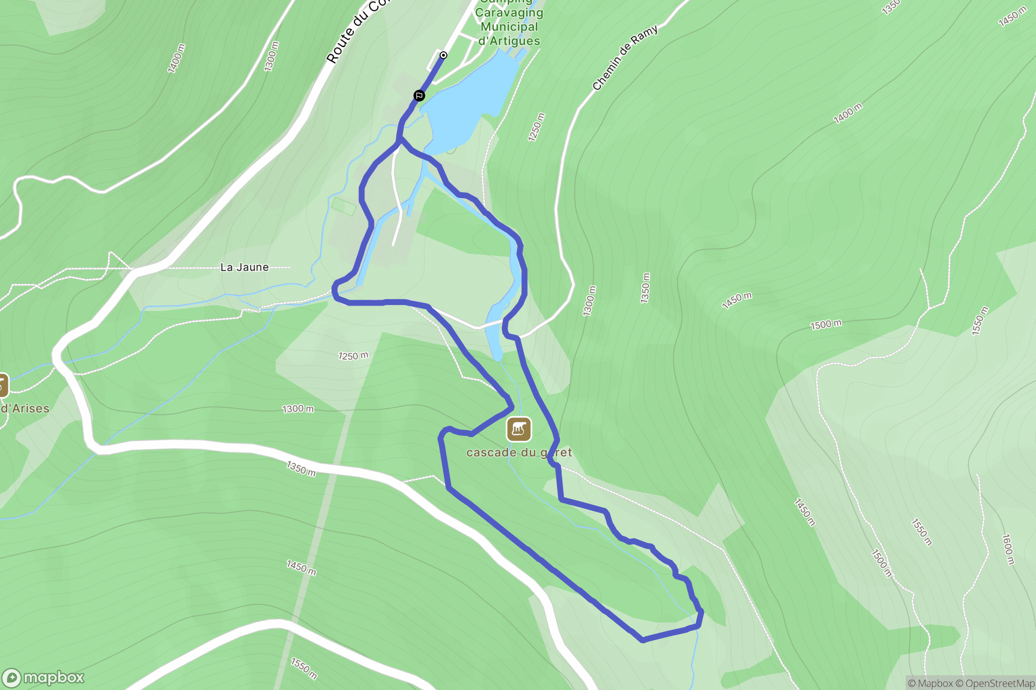 Campan : carte du parcours de randonnée - France