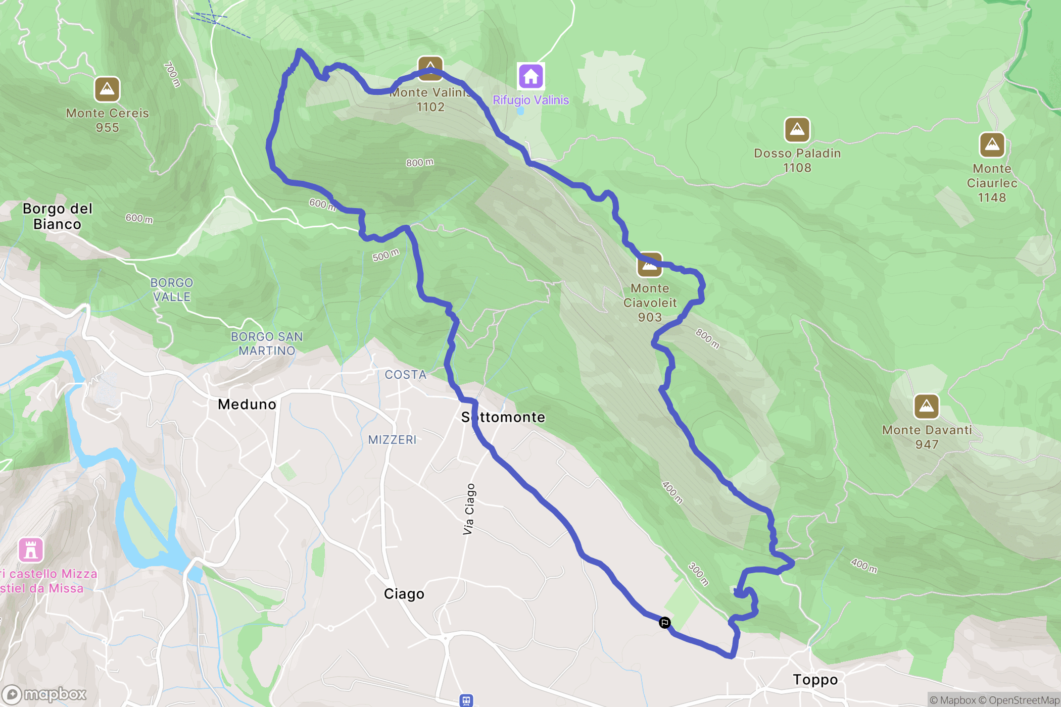  : carte du parcours de randonnée - Italy