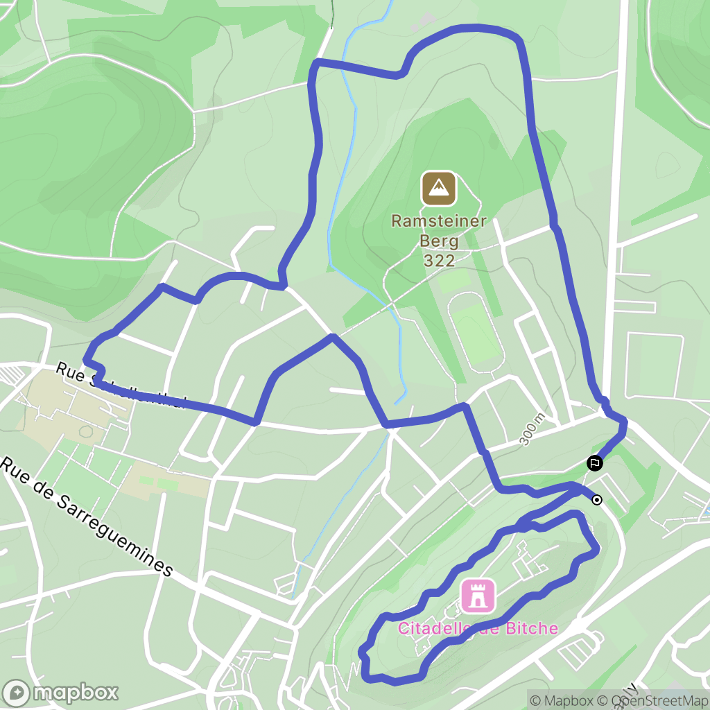 Bitche : carte du parcours de randonnée - France