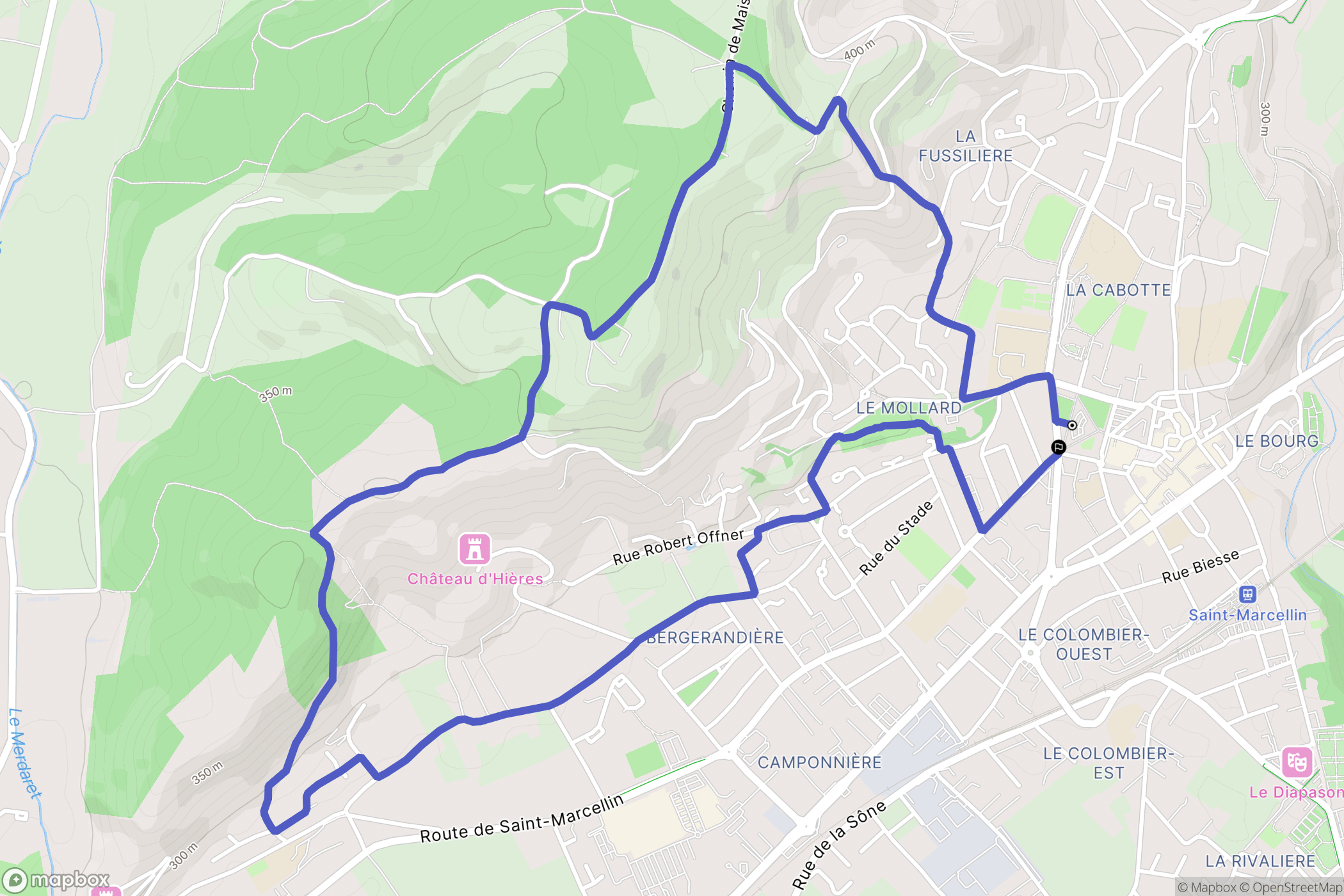 Saint-Marcellin : carte du parcours de randonnée - France
