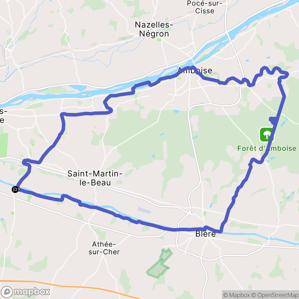 Azay-sur-Cher : carte du parcours de randonnée - France