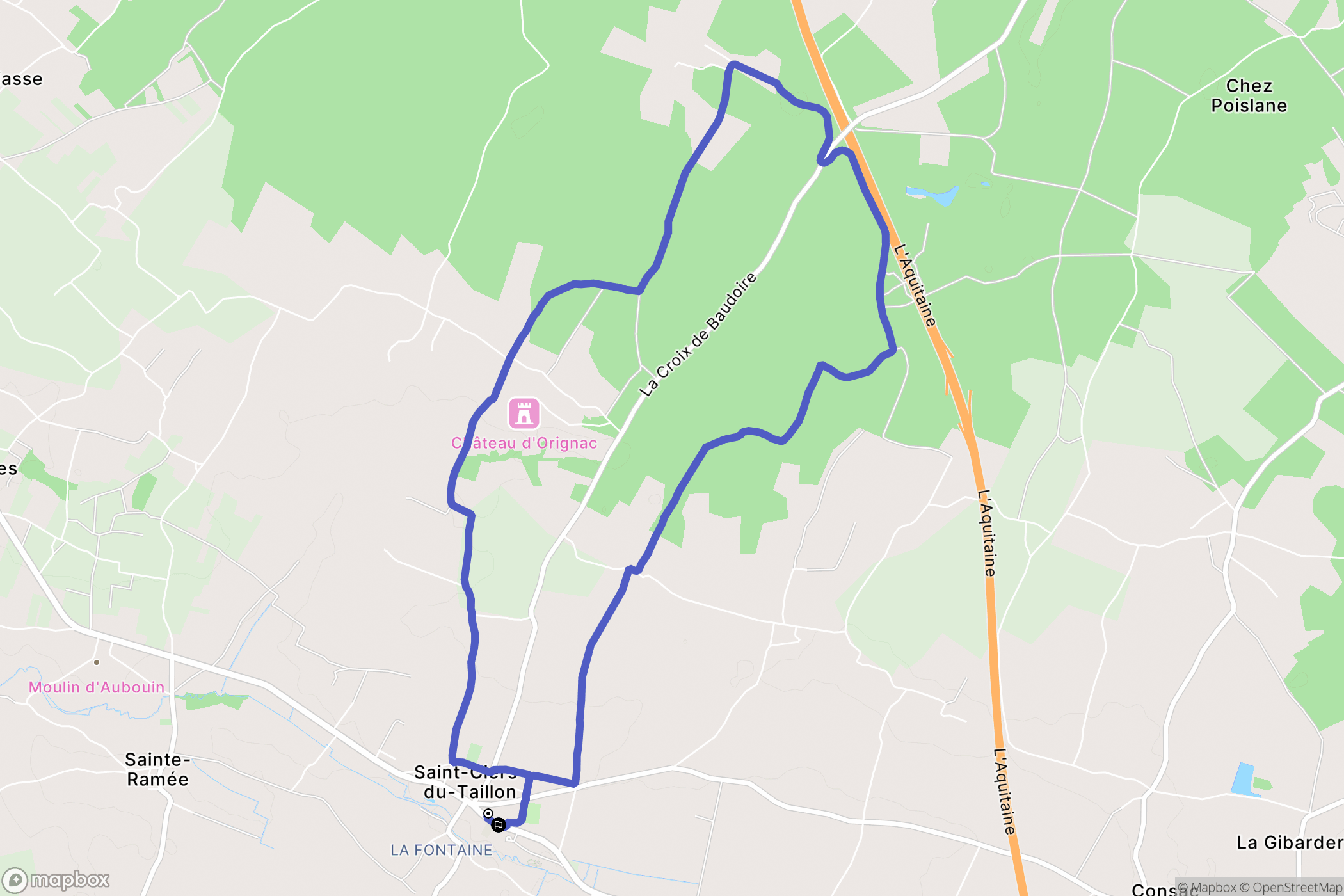 Saint-Ciers-du-Taillon : carte du parcours de randonnée - France