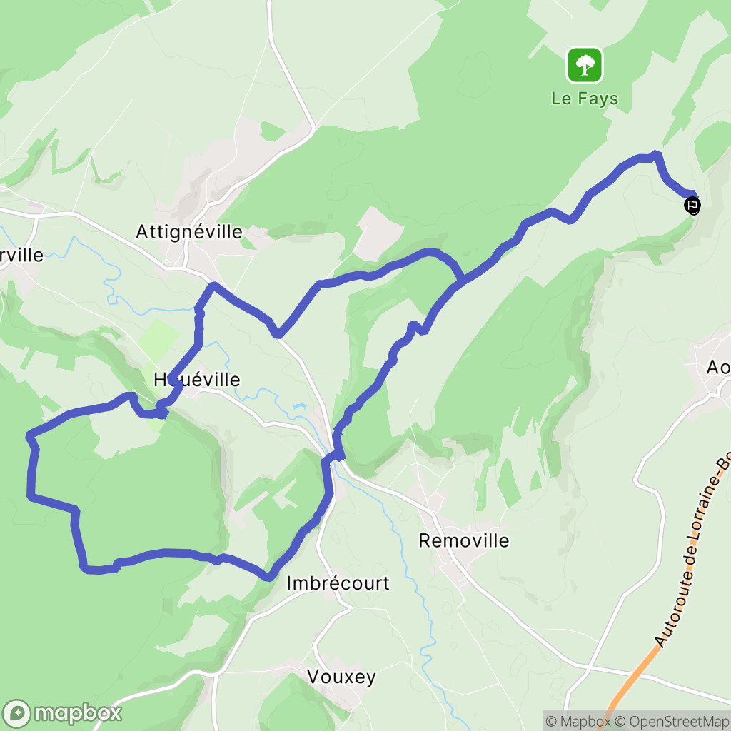 Aouze : carte du parcours de randonnée - France