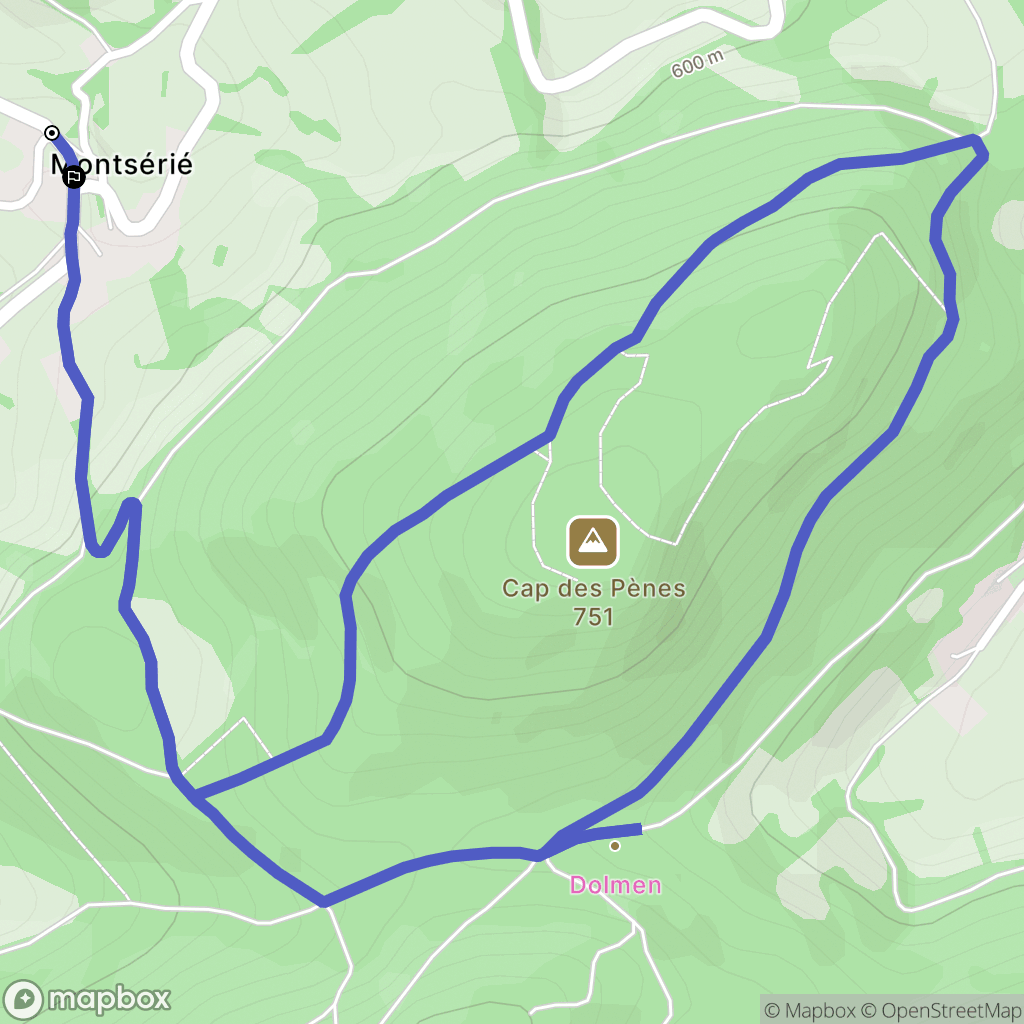 Montsérié : carte du parcours de randonnée - France