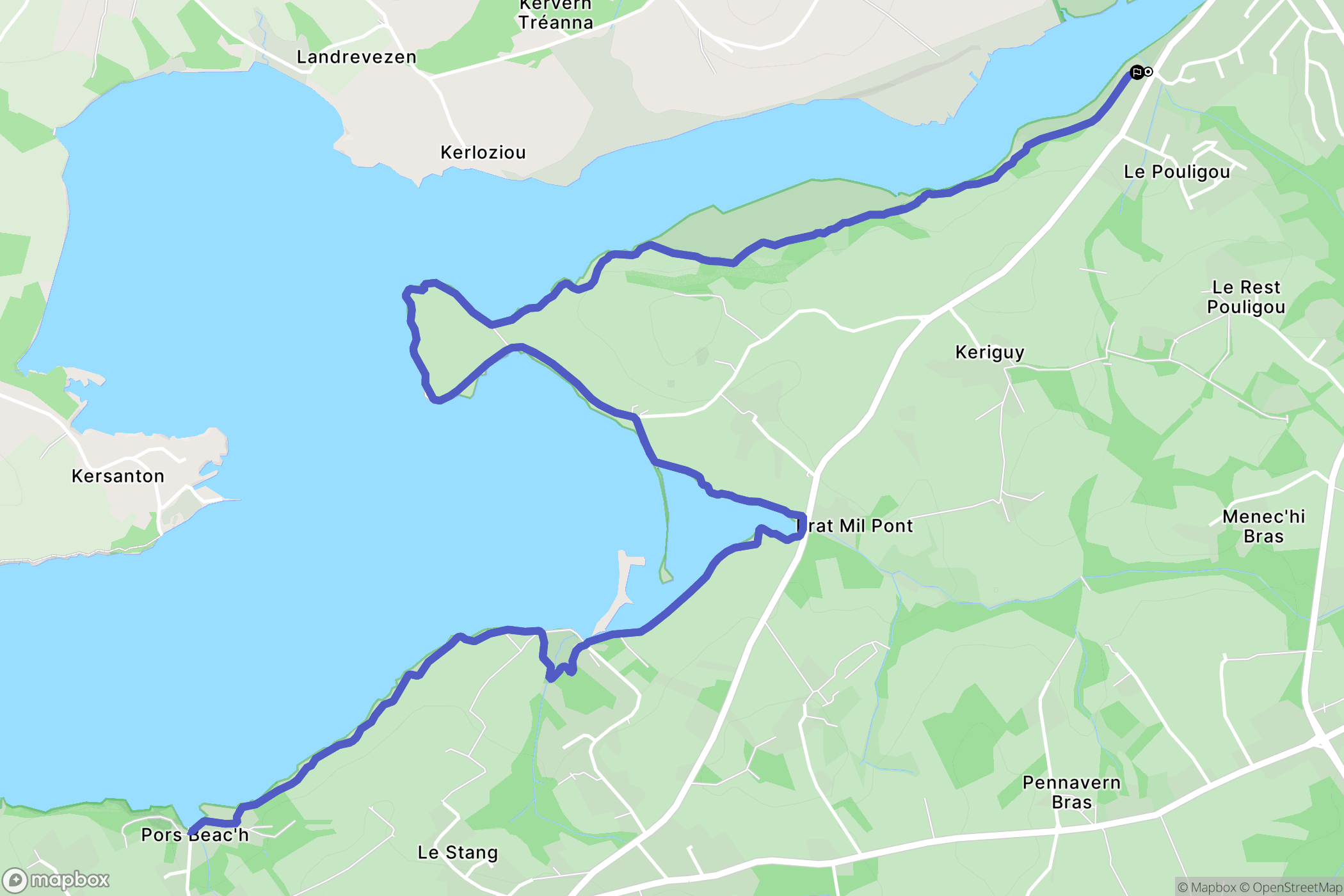 Daoulas : carte du parcours de randonnée - France