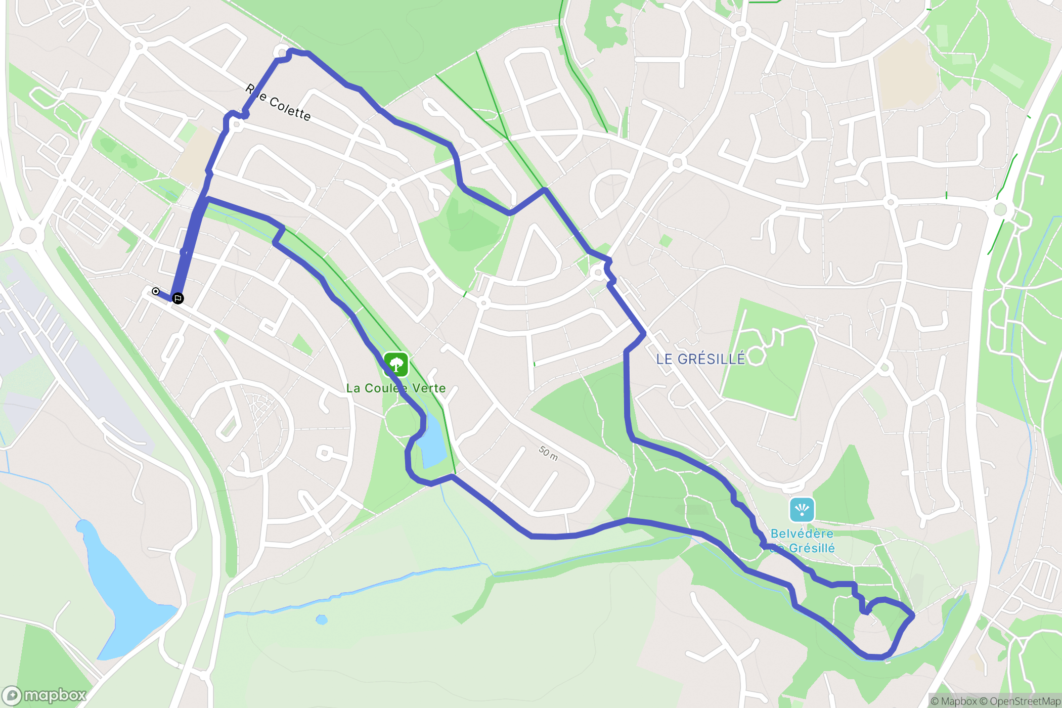 Angers : carte du parcours de randonnée - France