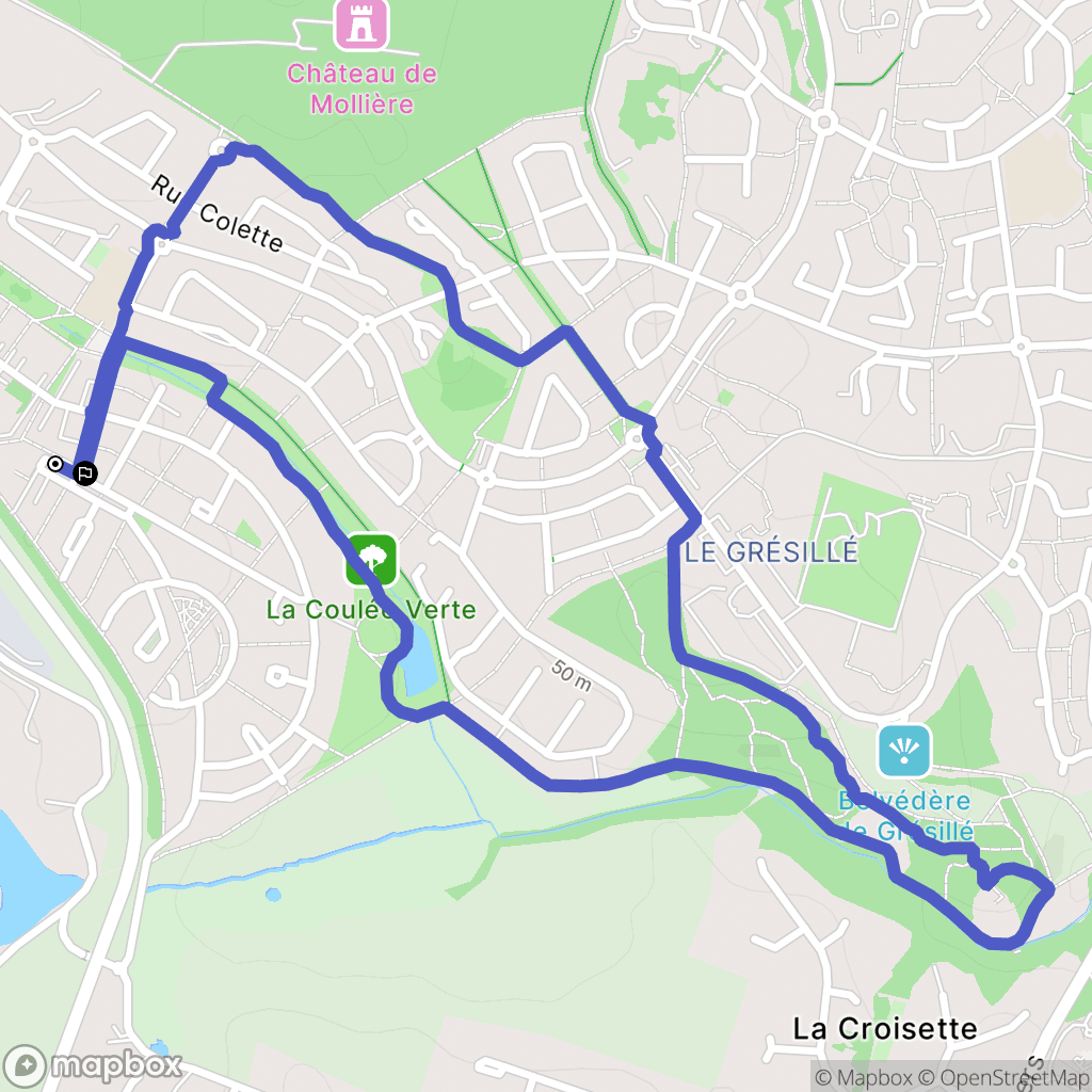 Angers : carte du parcours de randonnée - France