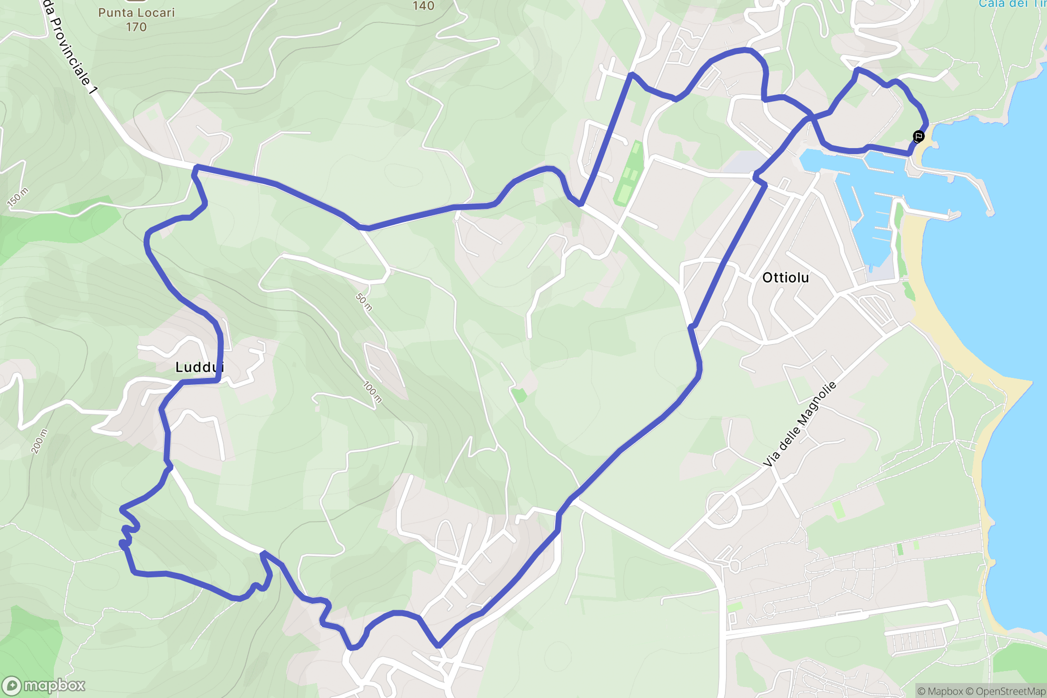Porto Ottiolu : carte du parcours de randonnée - Italy