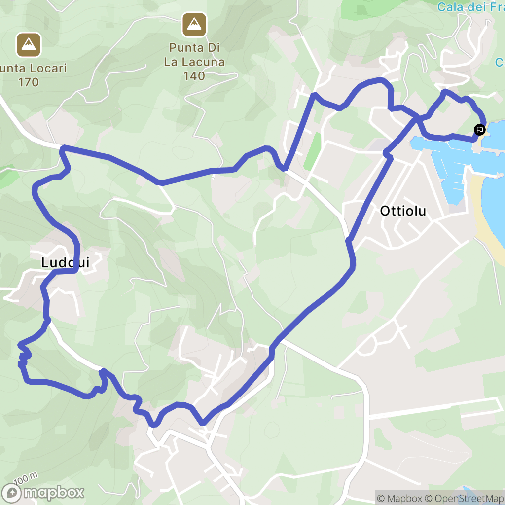 Porto Ottiolu : carte du parcours de randonnée - Italy