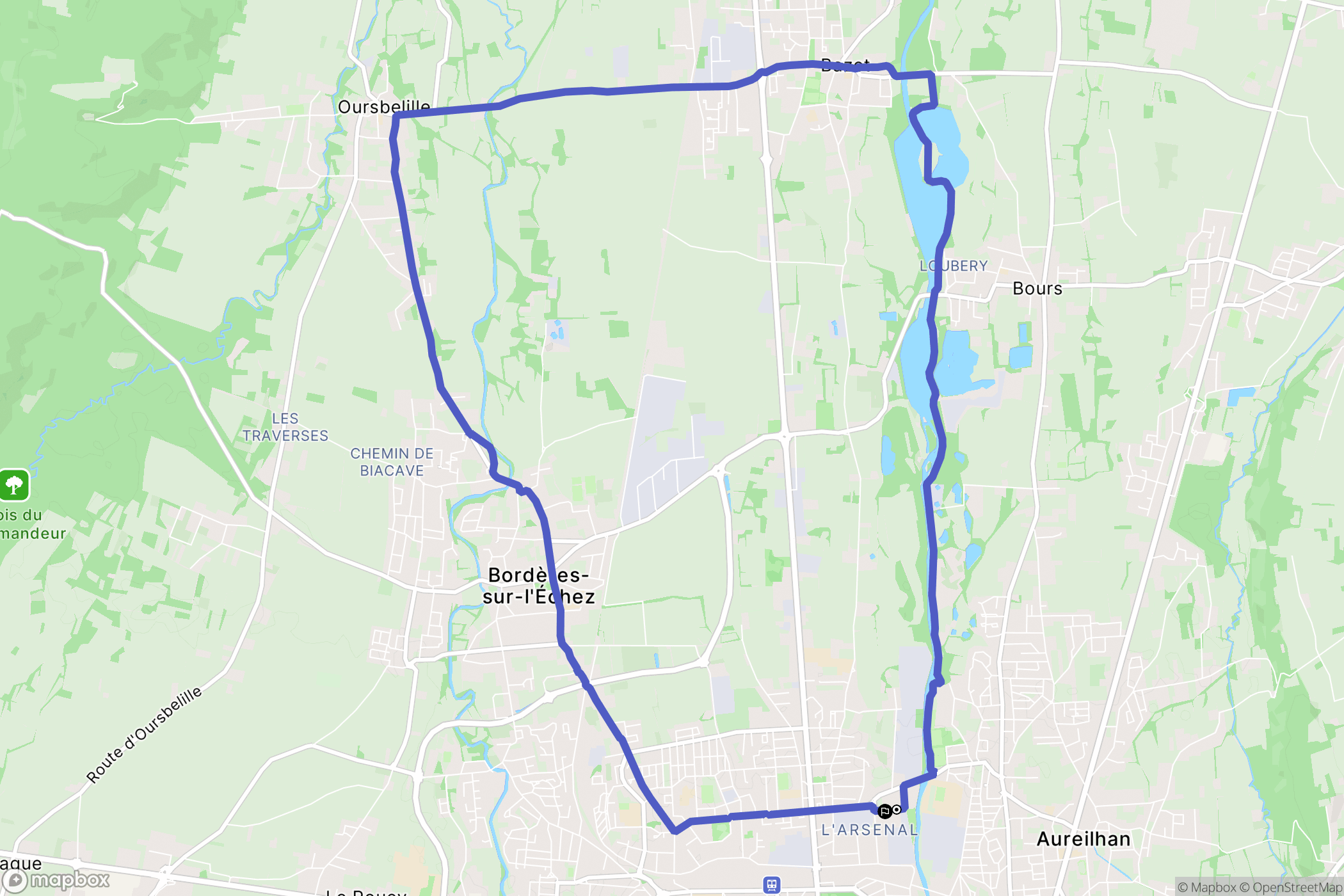 Tarbes : carte du parcours de randonnée - France