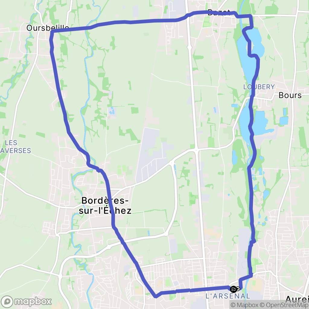 Tarbes : carte du parcours de randonnée - France