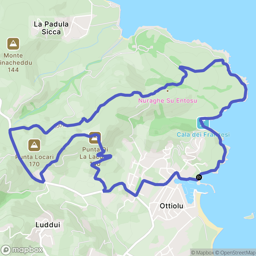 Porto Ottiolu : carte du parcours de randonnée - Italy