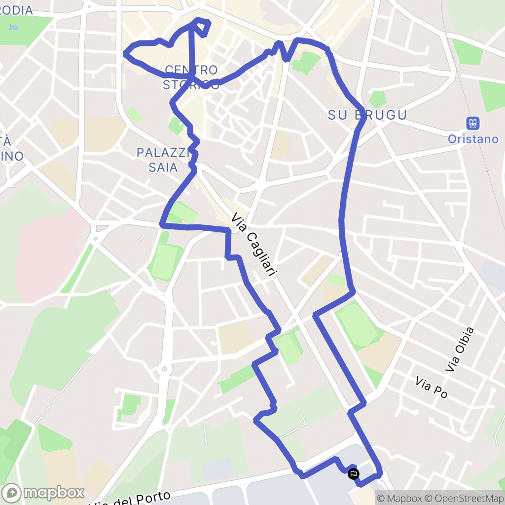 Oristano : carte du parcours de randonnée - Italy