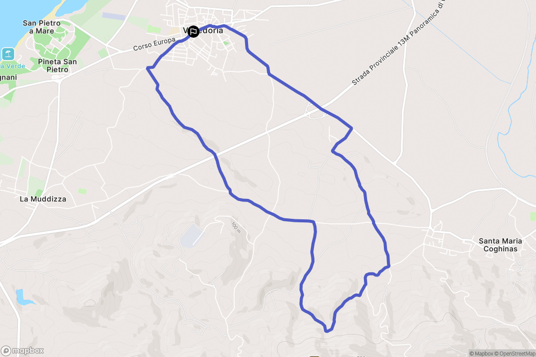 Valledoria : carte du parcours de randonnée - Italy