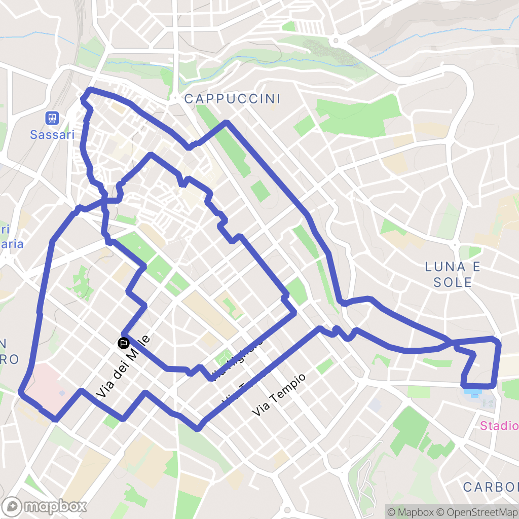 Sassari : carte du parcours de randonnée - Italy