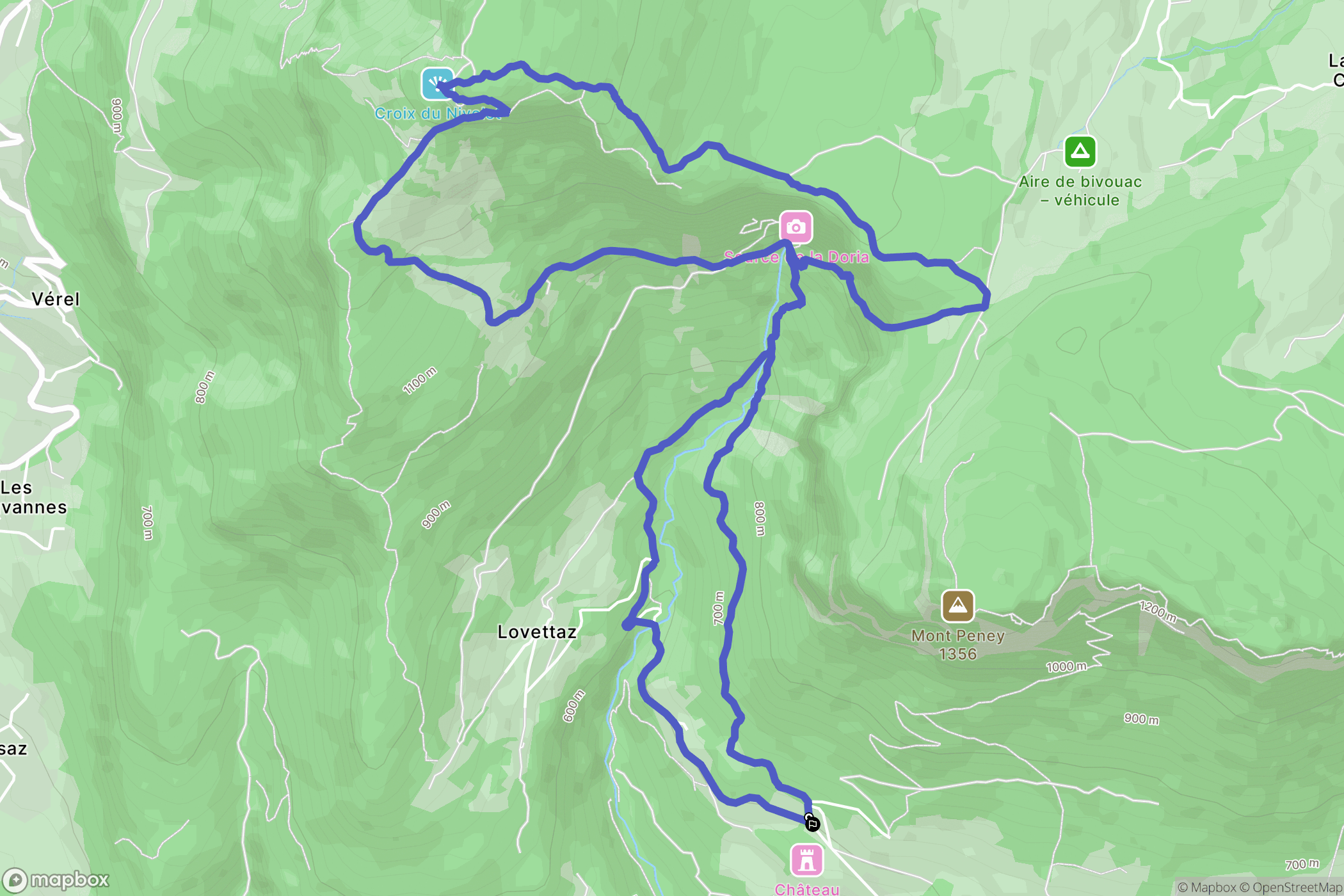 Saint-Jean-d'Arvey : carte du parcours de randonnée - France