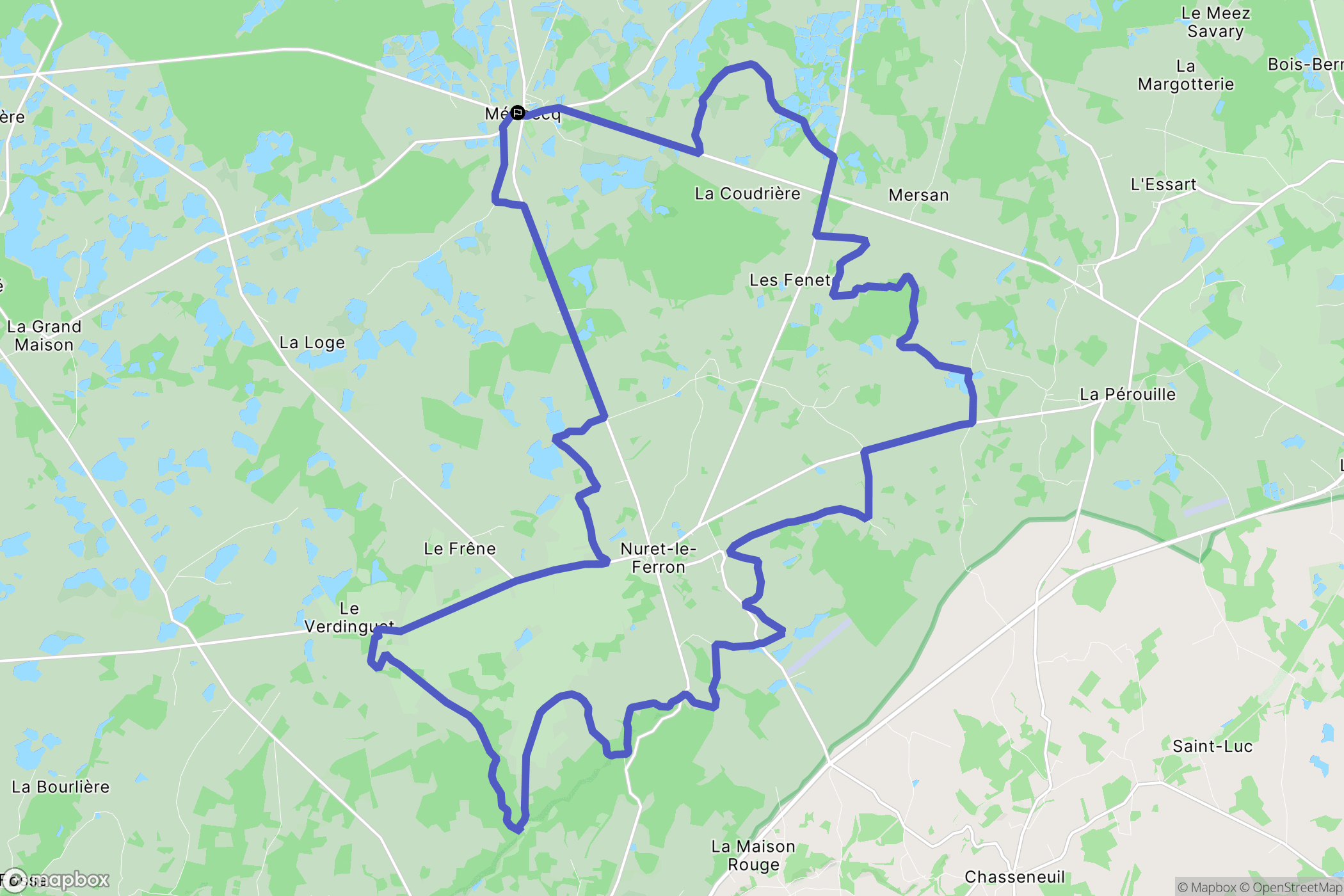 Méobecq : carte du parcours de randonnée - France