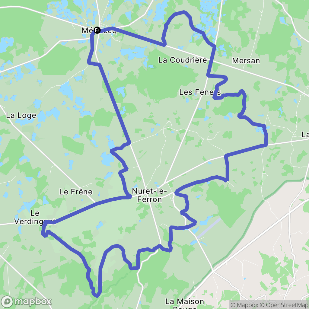 Méobecq : carte du parcours de randonnée - France