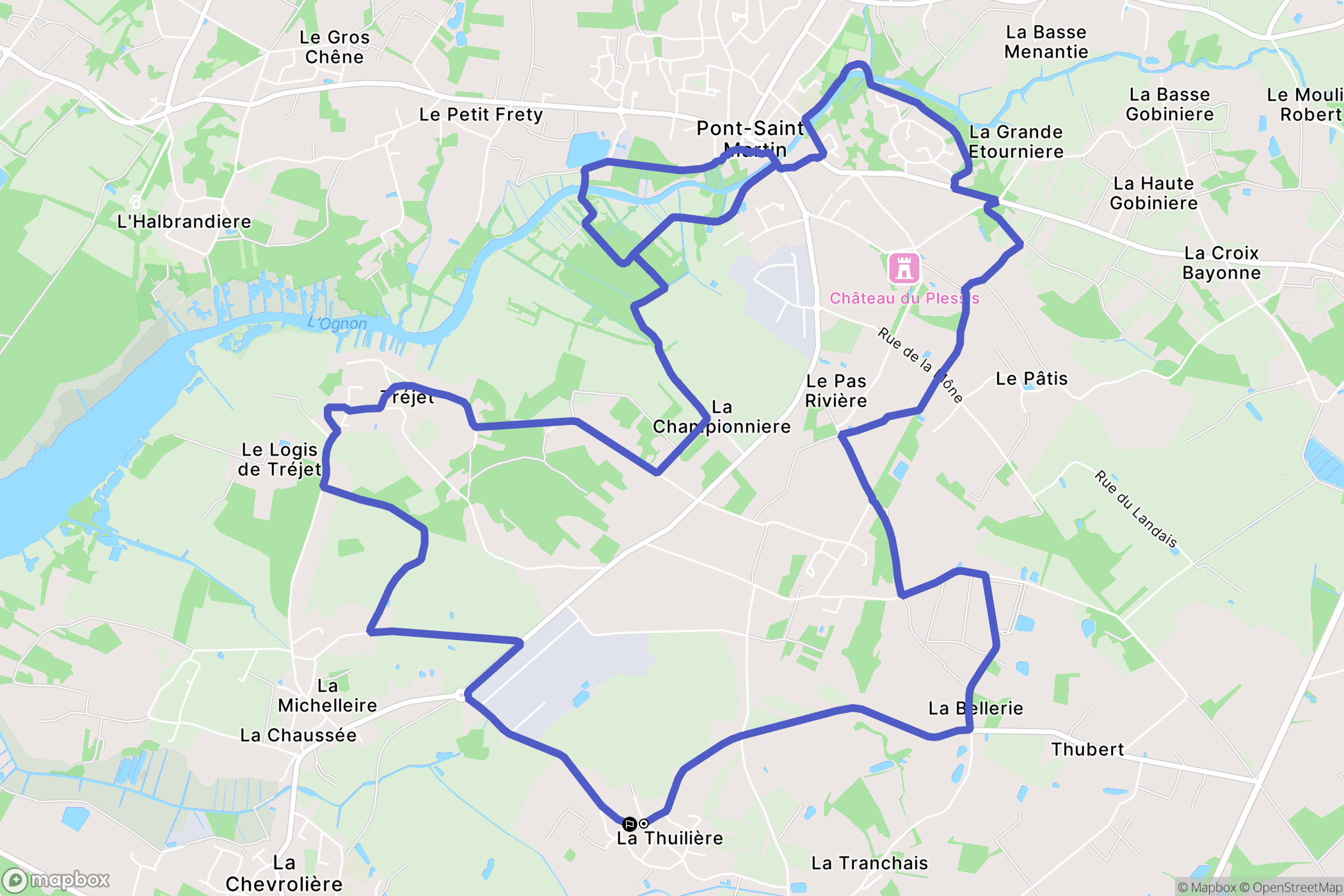 La Chevrolière : carte du parcours de randonnée - France