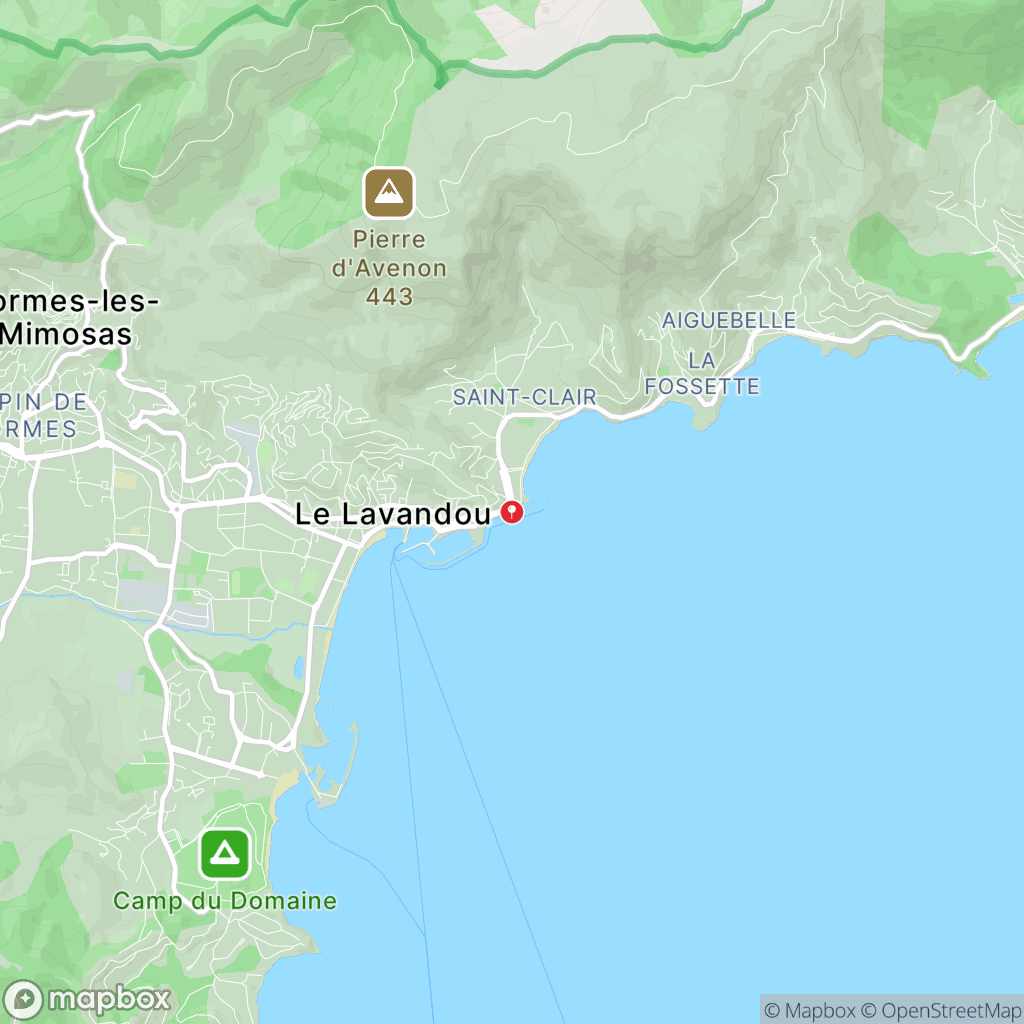 Carte de la zone de délimitation de randonnee-sentier-du-littoral-le-lavandou