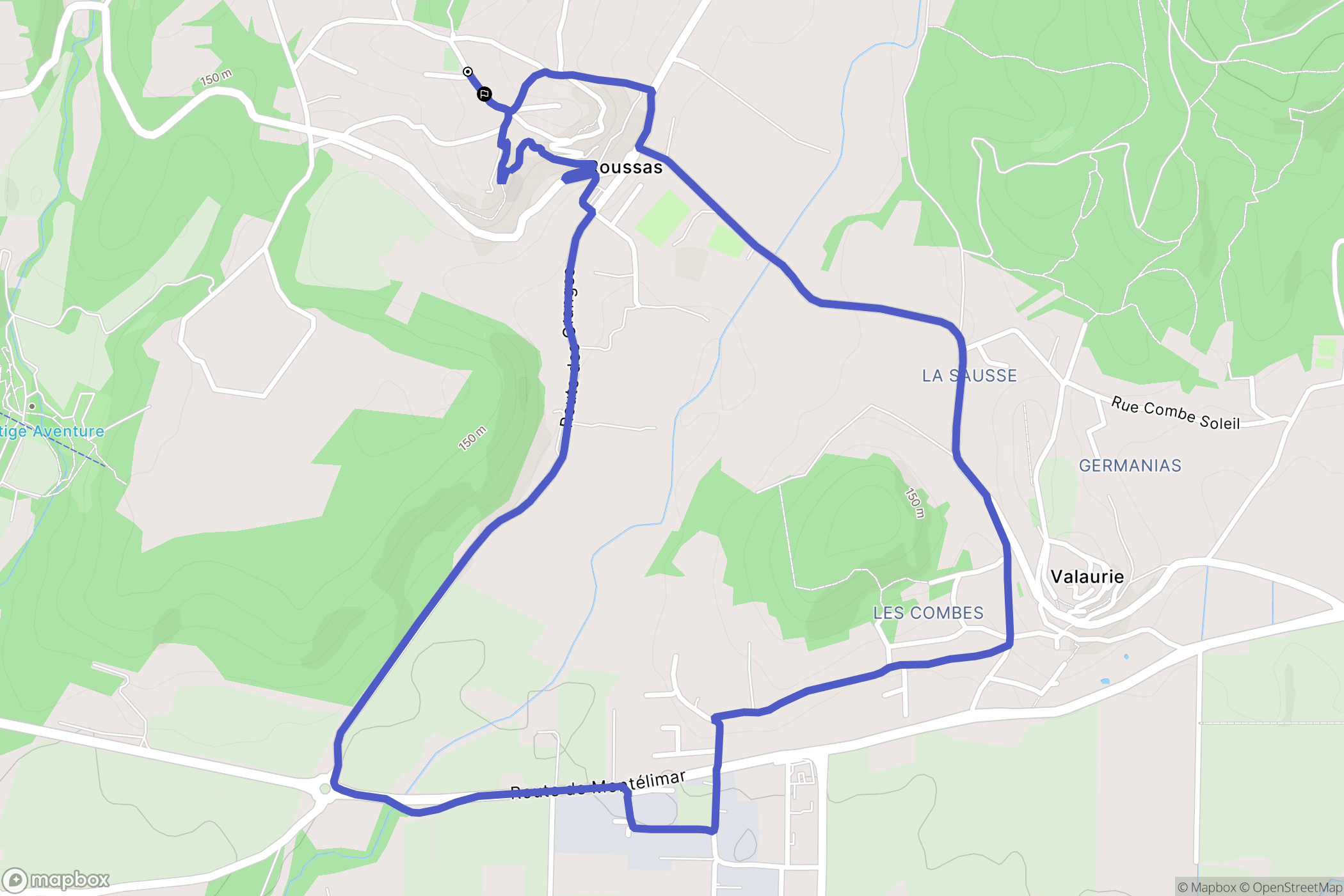 Roussas : carte du parcours de randonnée - France
