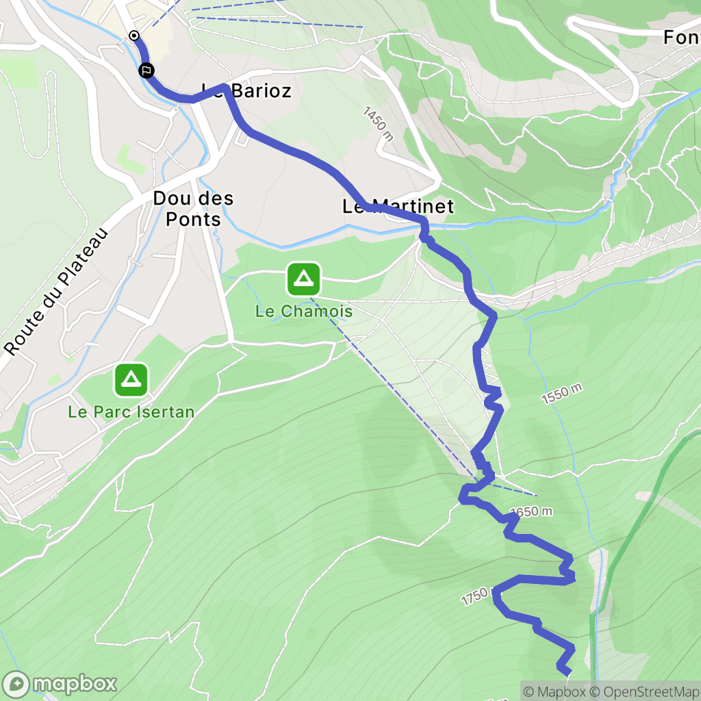 Pralognan-la-Vanoise : carte du parcours de randonnée - France