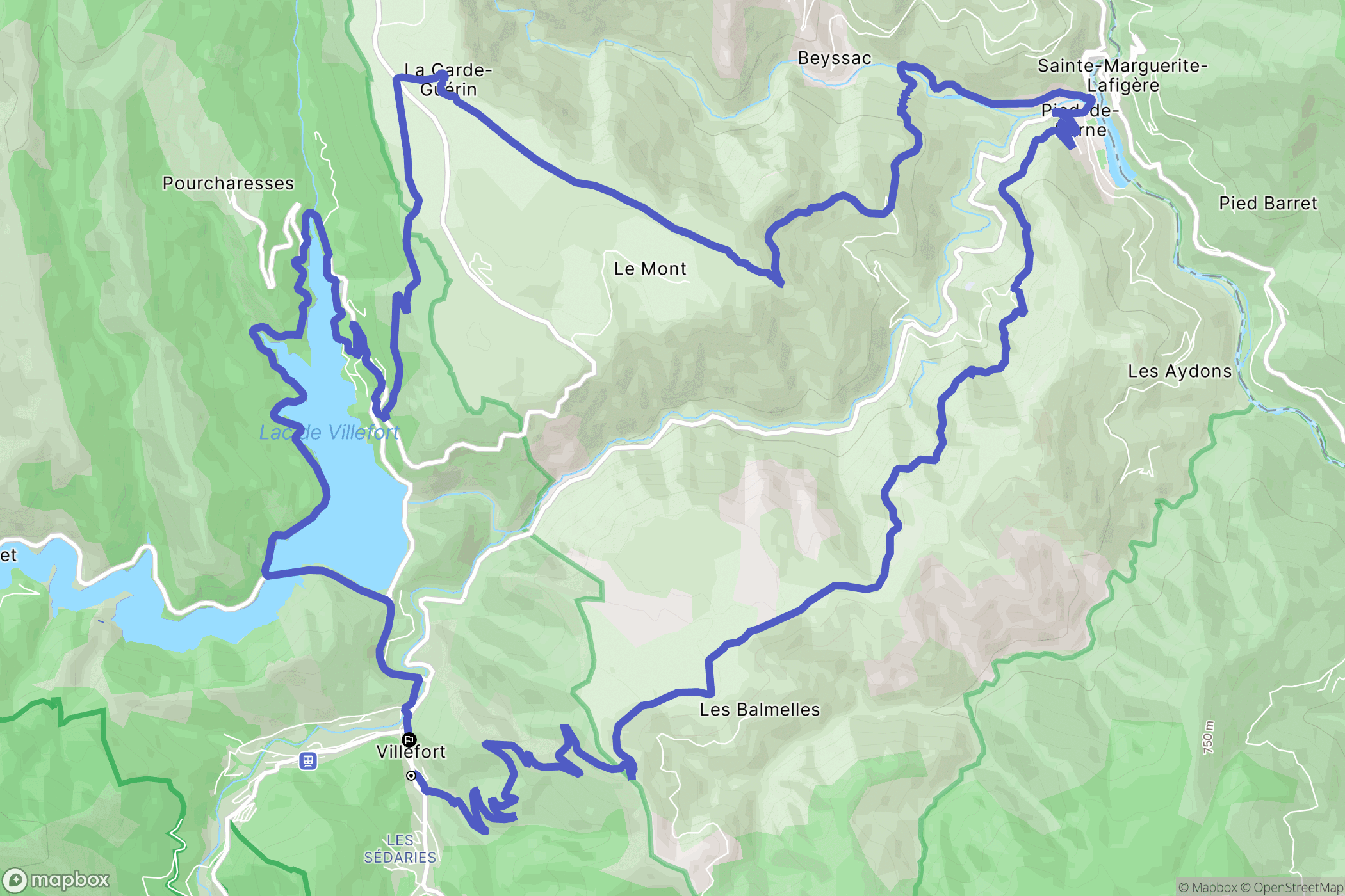 Villefort : carte du parcours de randonnée - France