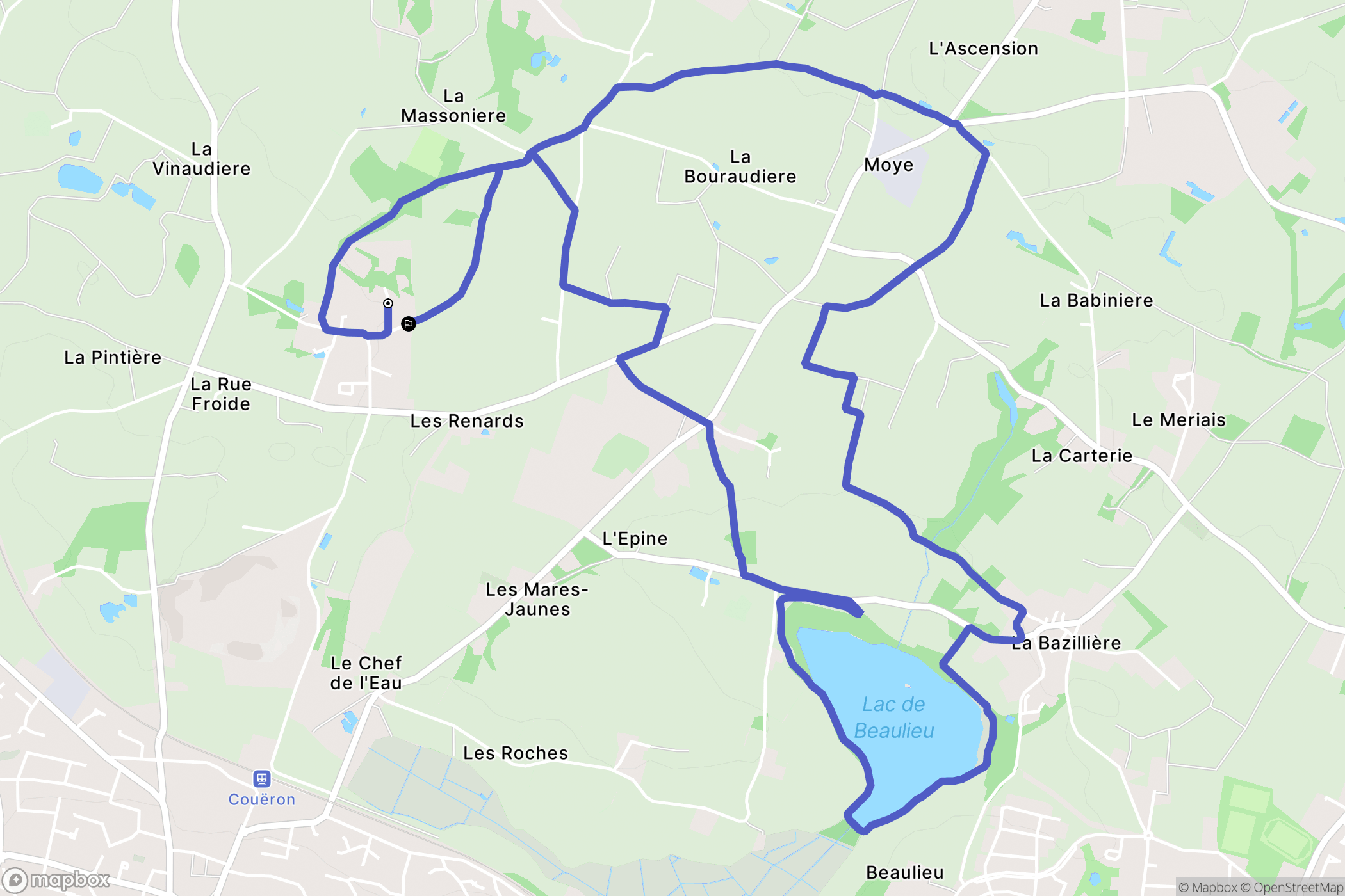 Couëron : carte du parcours de randonnée - France