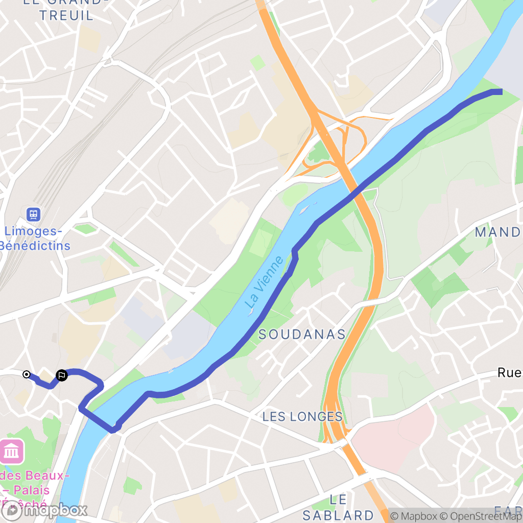 Limoges : carte du parcours de randonnée - France