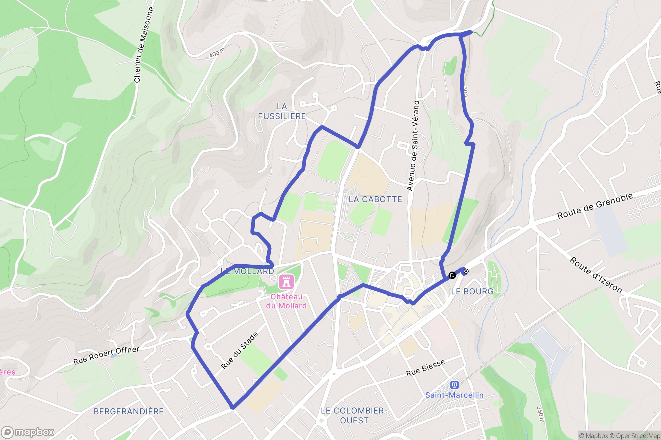 Saint-Marcellin : carte du parcours de randonnée - France