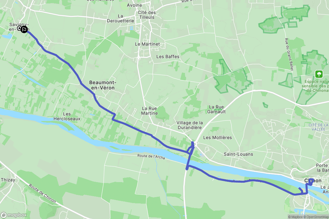 Savigny-en-Véron : carte du parcours de randonnée - France