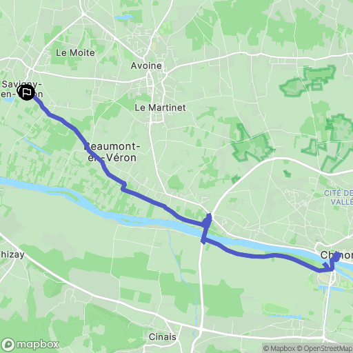 Savigny-en-Véron : carte du parcours de randonnée - France