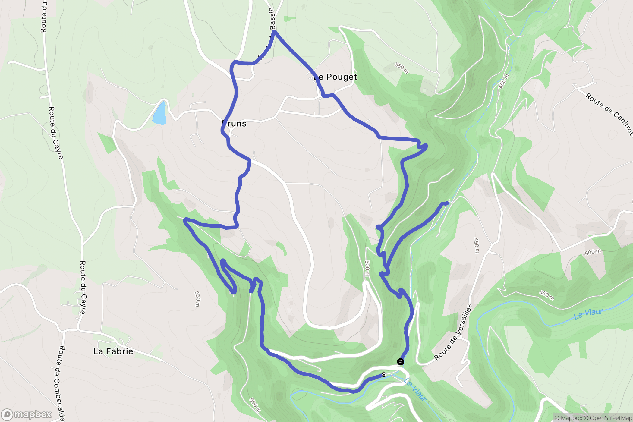Camboulazet : carte du parcours de randonnée - France