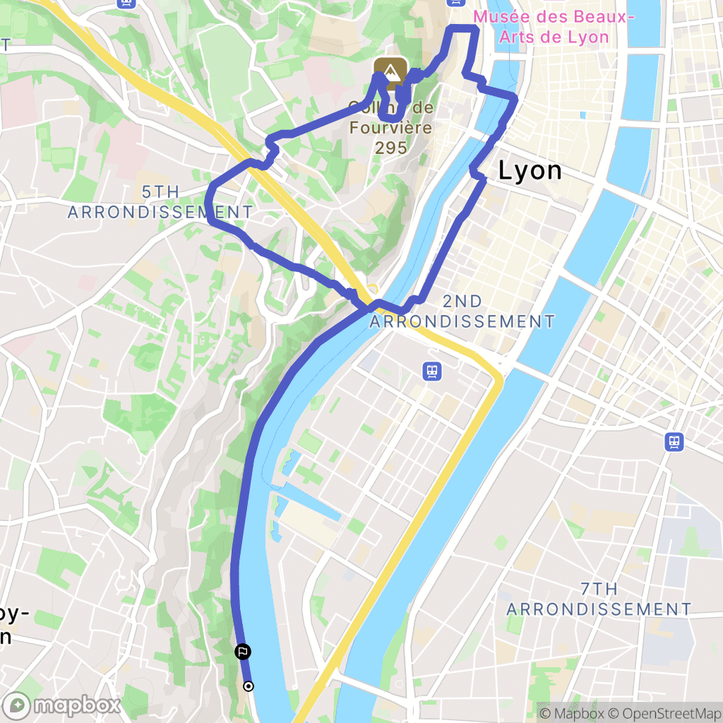 La Mulatière : carte du parcours de randonnée - France