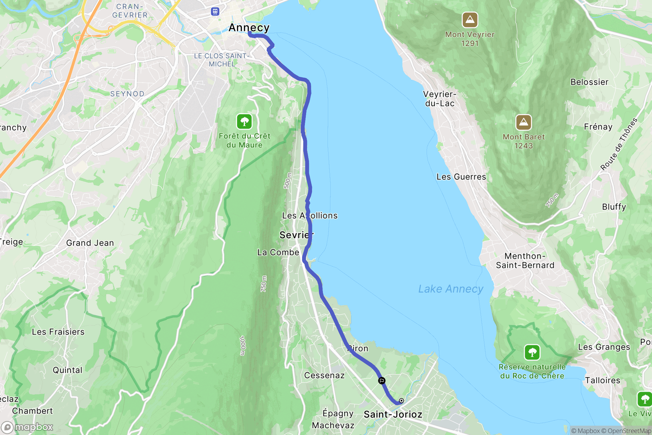 Saint-Jorioz : carte du parcours de randonnée - France