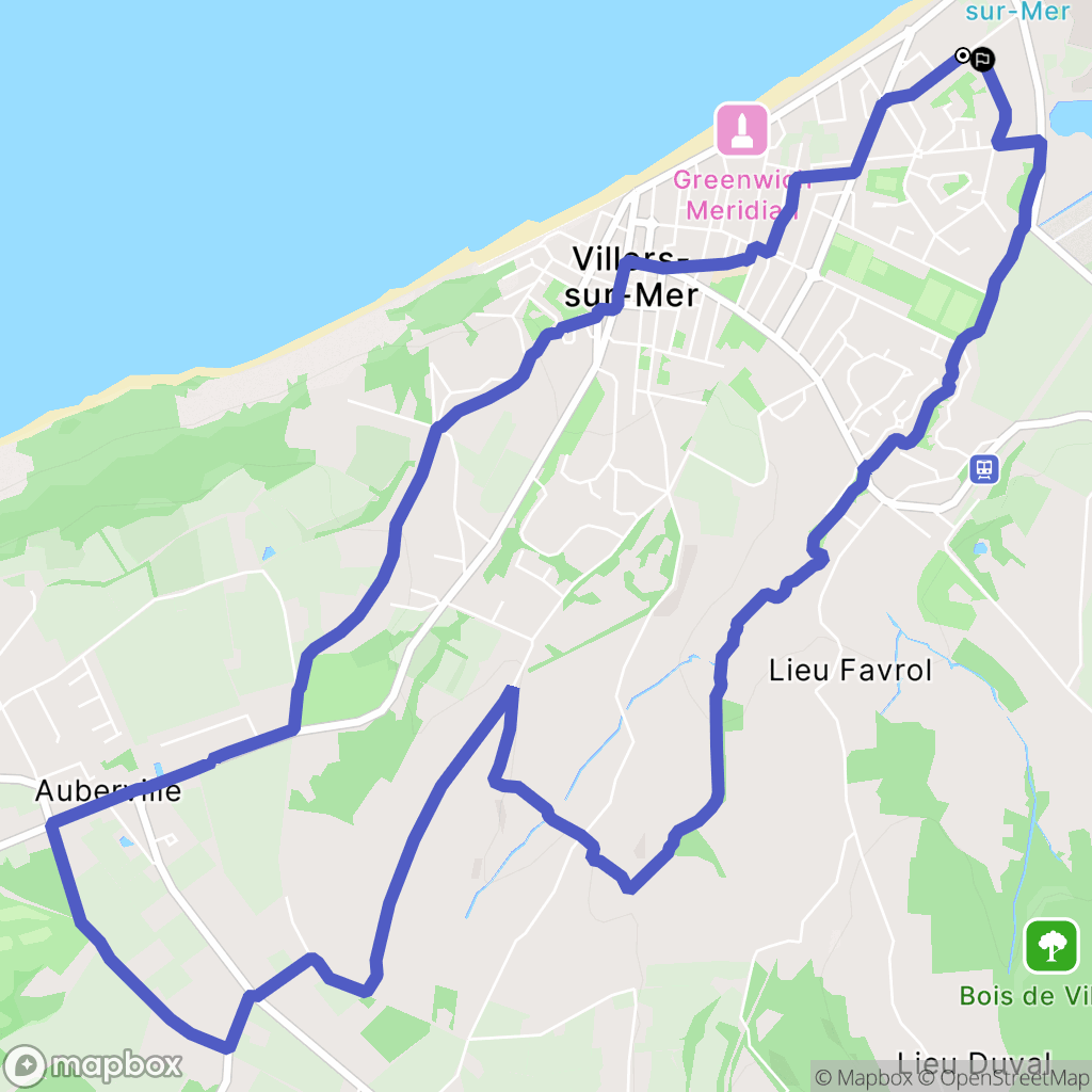 Villers-sur-Mer : carte du parcours de randonnée - France