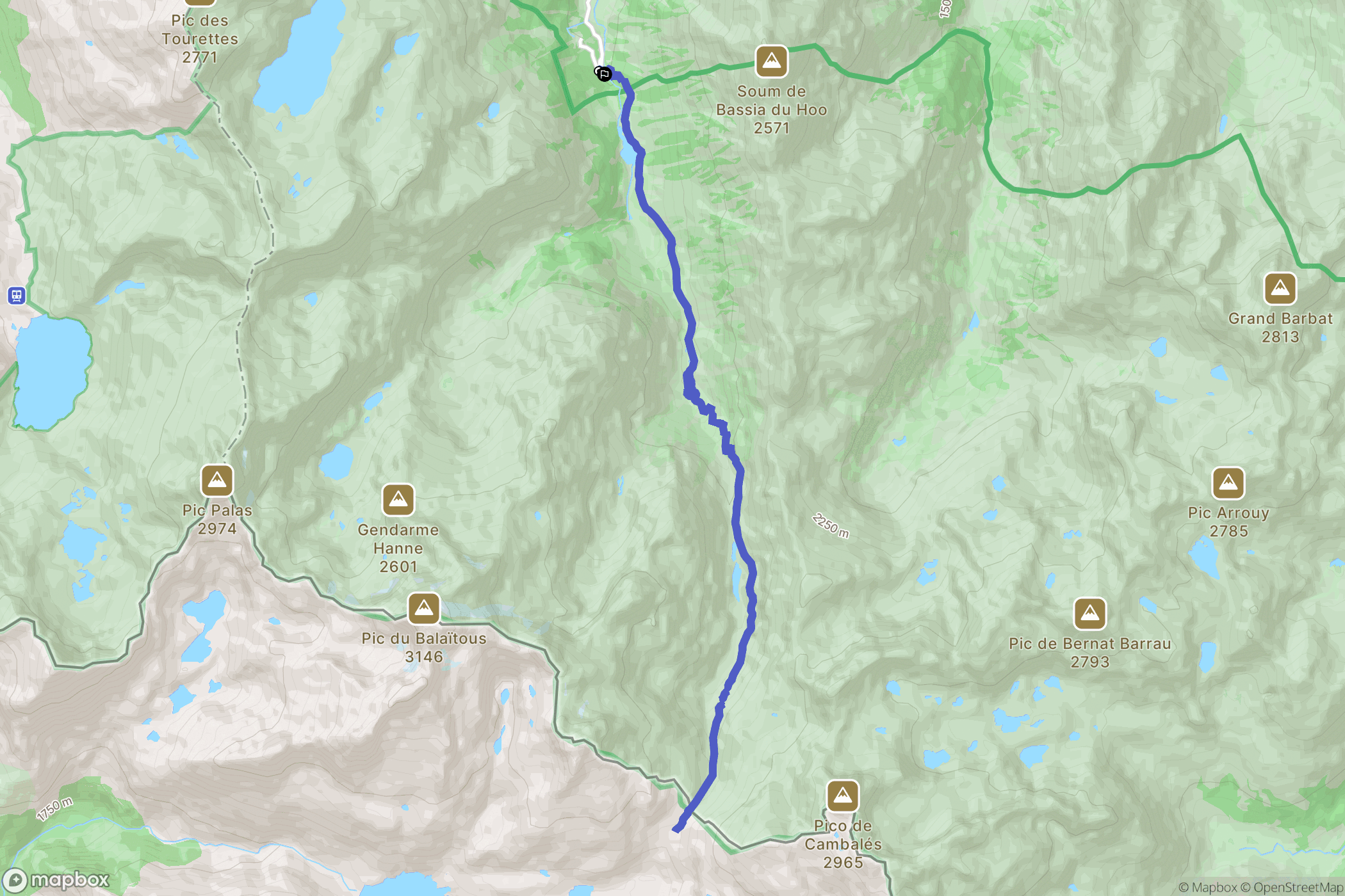 Arrens-Marsous : carte du parcours de randonnée - France
