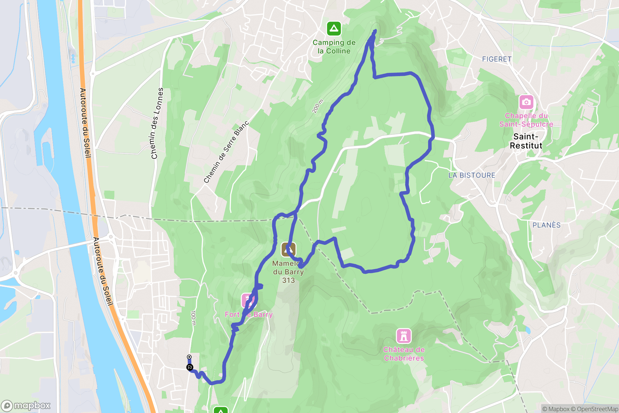 Bollène : carte du parcours de randonnée - France