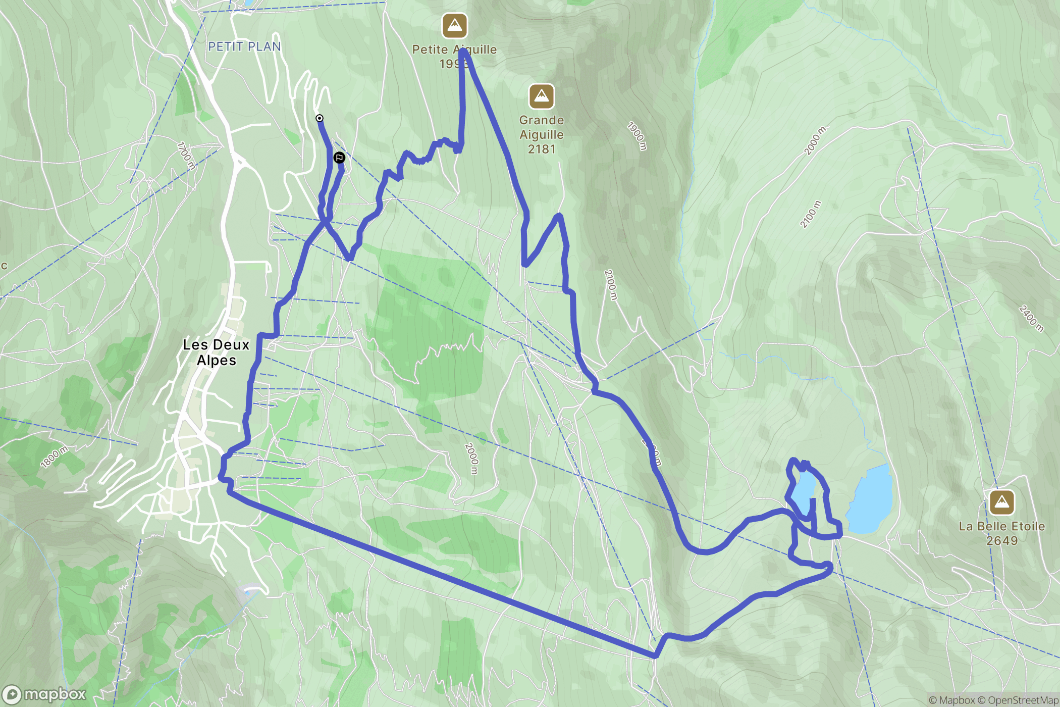 Les Deux Alpes : carte du parcours de randonnée - France