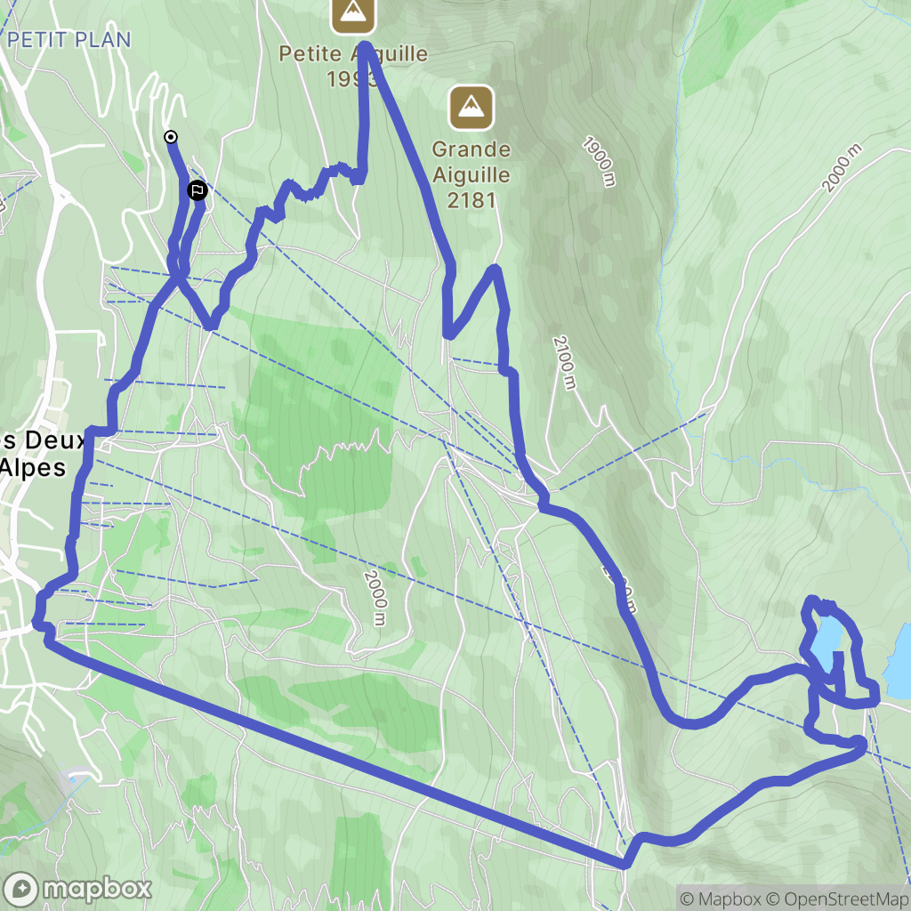 Les Deux Alpes : carte du parcours de randonnée - France