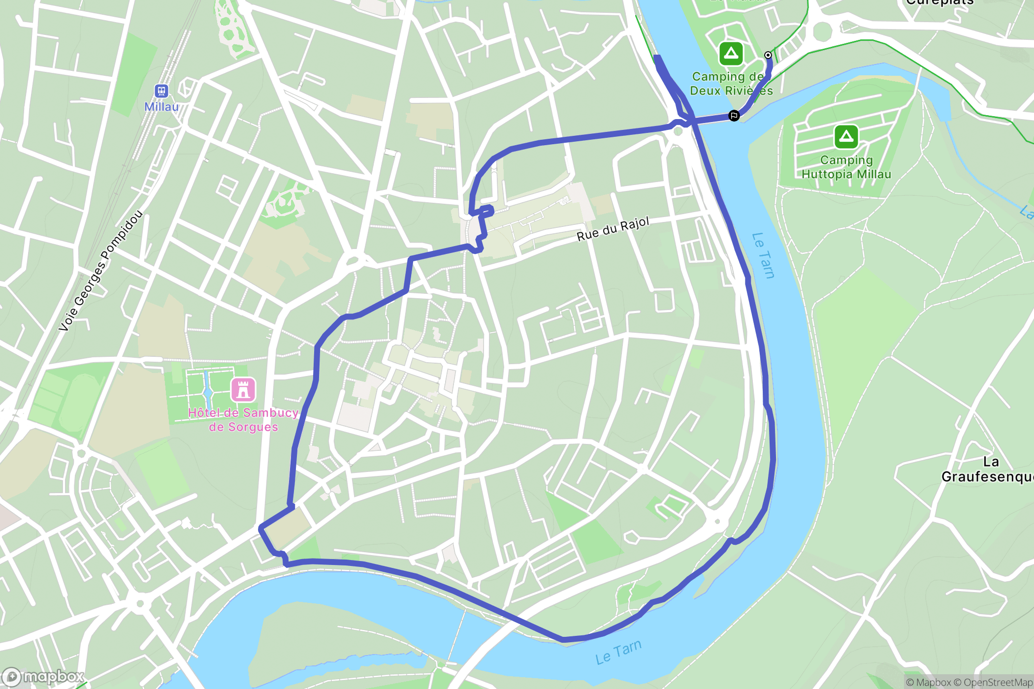 Millau : carte du parcours de randonnée - France