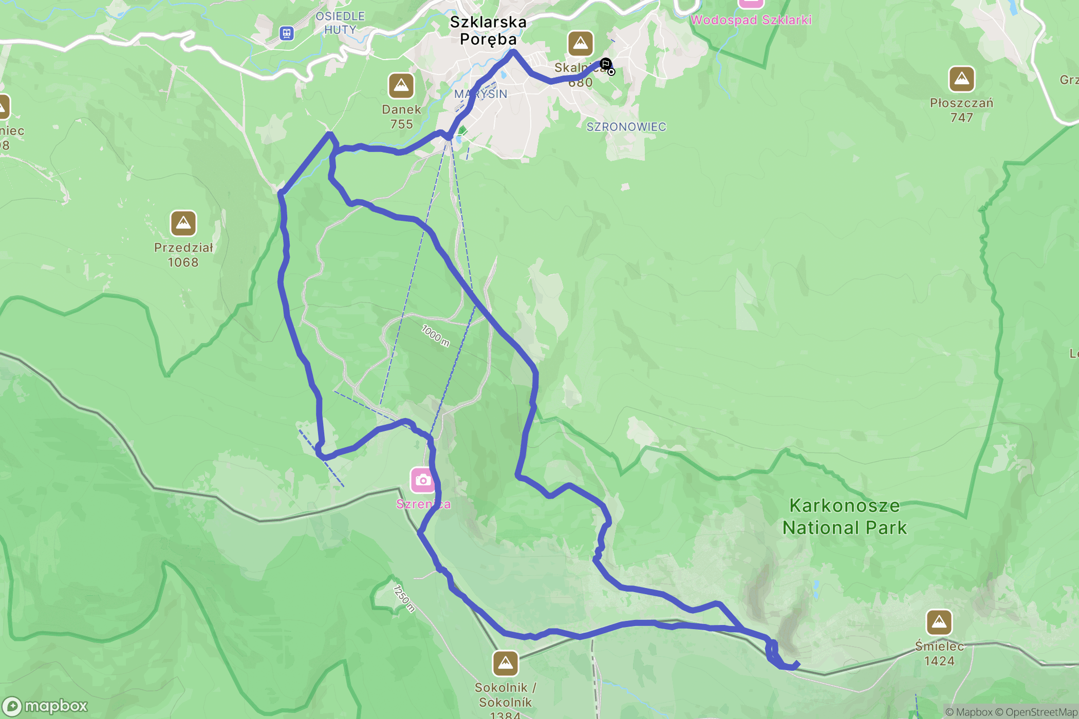 Szklarska Poręba: mapa trasy - Poland