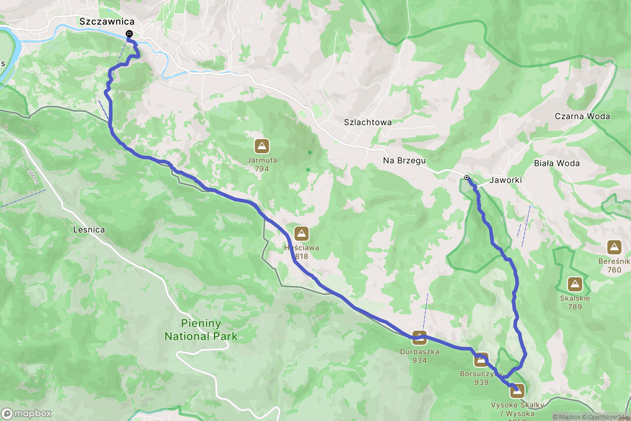Jaworki: mapa trasy - Poland