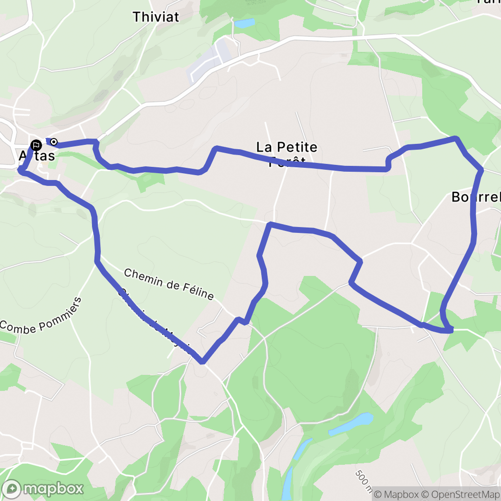 Artas : carte du parcours de randonnée - France