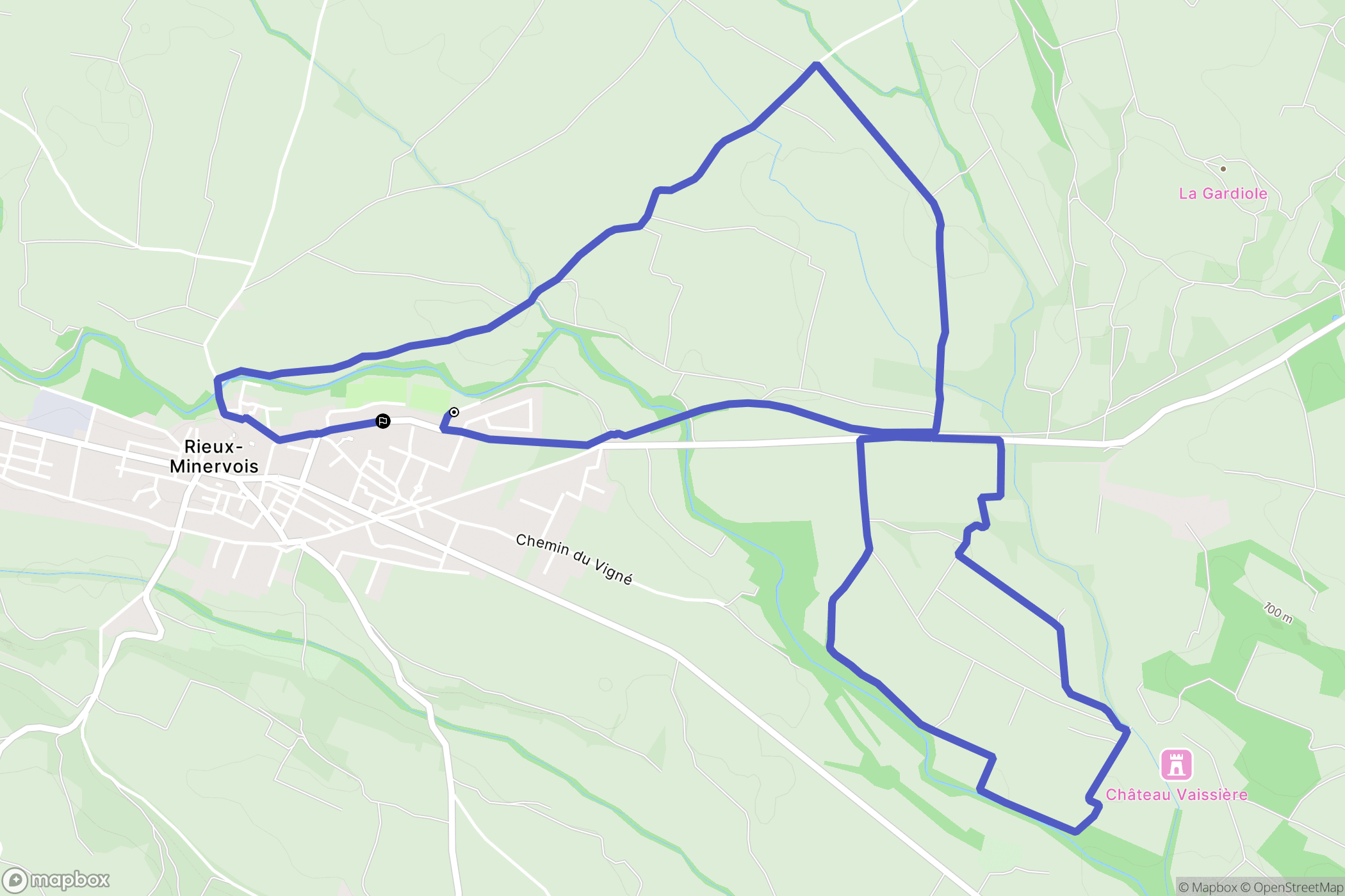 Rieux-Minervois : carte du parcours de randonnée - France